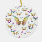 Rainbow Angel Wings en Halos Keramisch Ornament (Voorkant)