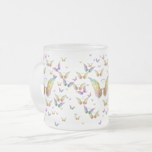 Rainbow Angel Wings en Halos Matglas Koffiemok (Voorkant links)