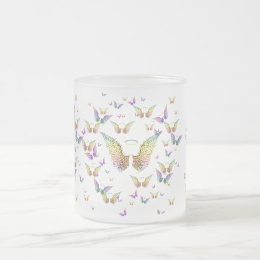 Rainbow Angel Wings en Halos Matglas Koffiemok (Center)