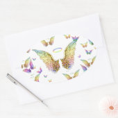 Rainbow Angel Wings en Halos Ovale Sticker (Envelop)