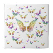 Rainbow Angel Wings en Halos Tegeltje (Voorkant)