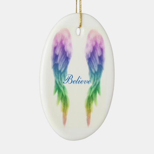 Rainbow Angel Wings Keramisch Ornament (Rechts)