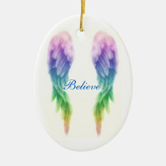 Rainbow Angel Wings Keramisch Ornament