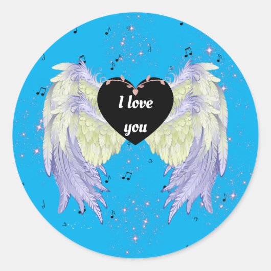 rainbow angel wings ronde sticker (Voorkant)