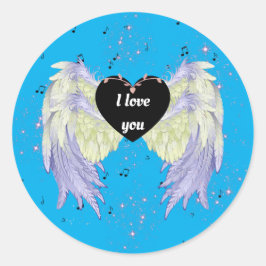 rainbow angel wings ronde sticker