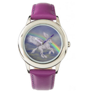Rainbow Animal Art vliegende Unicorn Horse Horloge