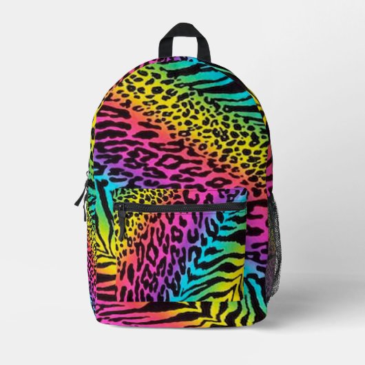 Rainbow Animal Pattern Bedrukte Rugzak (Voorkant)