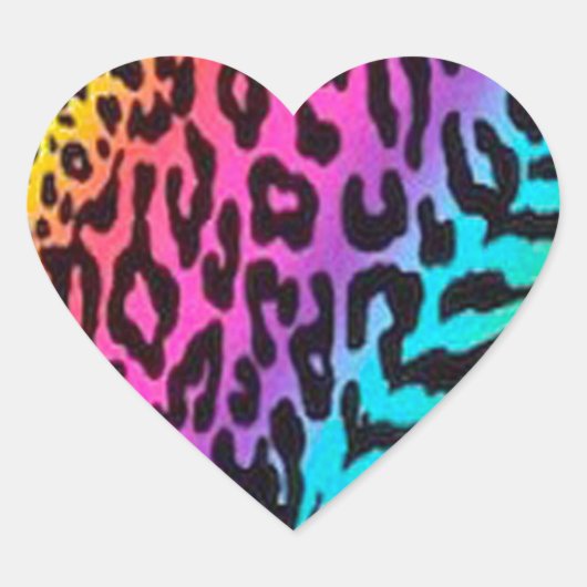 Rainbow Animal Print Hart Sticker (Voorkant)