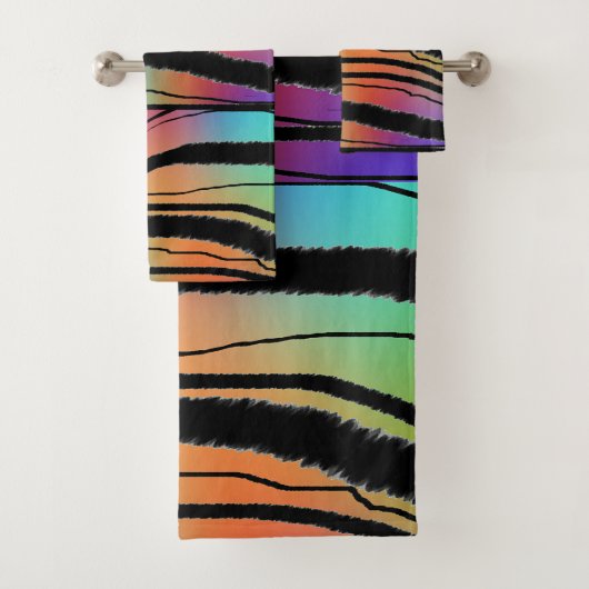 Rainbow Animal Print Huwelijk Housewarming Gift Bad Handdoek (Insitu)