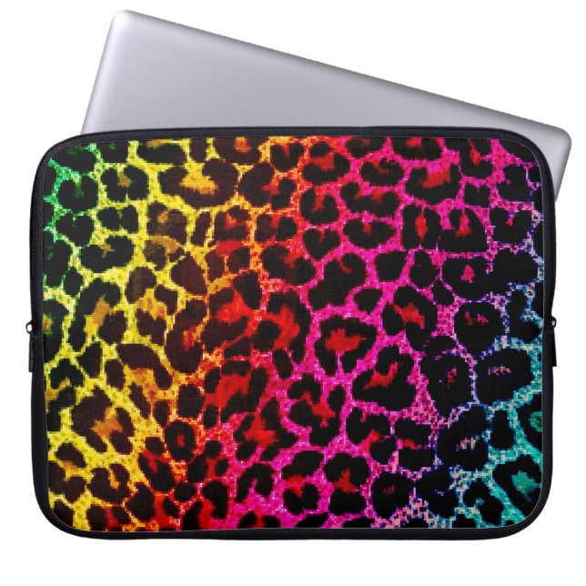 Rainbow Animal Print Laptop Sleeve (Voorkant)