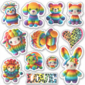 Rainbow Animals en Leopard Print Sticker Sheet (Voorkant)