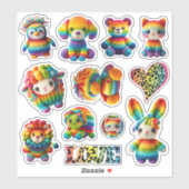 Rainbow Animals en Leopard Print Sticker Sheet (Vel)