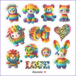 Rainbow Animals en Leopard Print Sticker Sheet