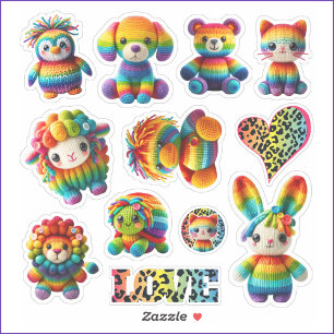 Rainbow Animals en Leopard Print Sticker Sheet