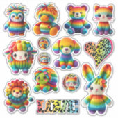 Rainbow Animals en Leopard Print Sticker Sheet (Voorkant)