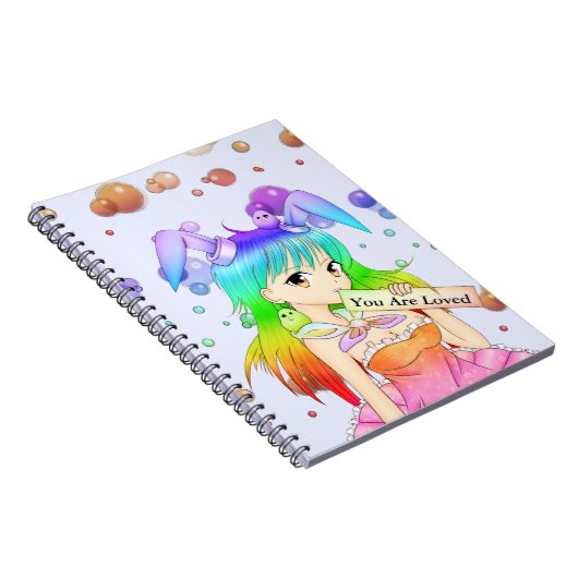 Rainbow Anime Bunny Girl Notitieboek (Rechterzijde)