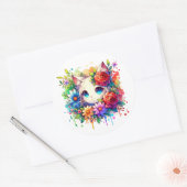 Rainbow Anime Kitten Verjaardag Ronde Sticker (Envelop)