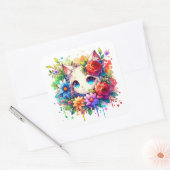 Rainbow Anime Kitten Verjaardag Vierkante Sticker (Envelop)