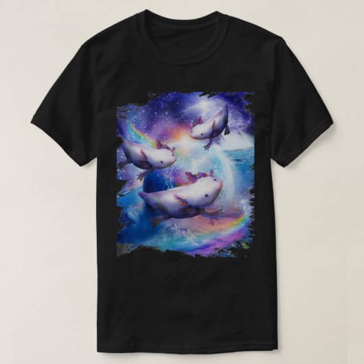Rainbow aolotl in Space, Galay aolotls T-shirt (Design voorkant)