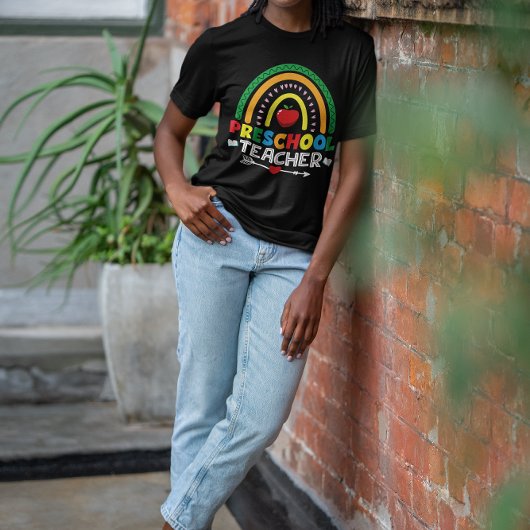 Rainbow & Apple Preschool Teacher Graphic Tri-Blend Shirt