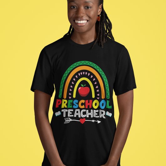Rainbow & Apple Preschool Teacher Graphic Tri-Blend Shirt
