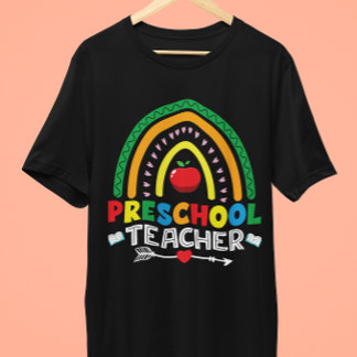 Rainbow & Apple Preschool Teacher Graphic Tri-Blend Shirt