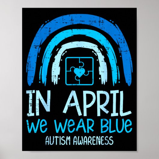 Rainbow April We dragen blauw Autisme bewustzijn M Poster (Voorkant)