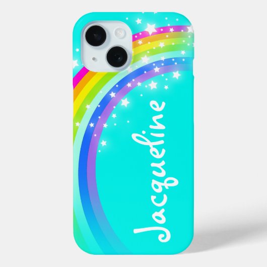 Rainbow aqua sterren felle sky hoesje (Achterkant)