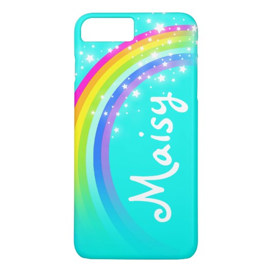 Rainbow aqua voegt u korte naam iphone case toe (Achterkant)