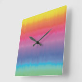 Rainbow Aquarel Abstracte Ombre Liquid Art Vierkante Klok (Hoek)