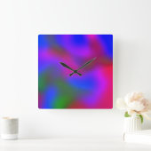 Rainbow Aquarel Abstracte Ombre Liquid Art Vierkante Klok (Huis)