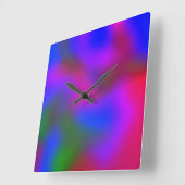 Rainbow Aquarel Abstracte Ombre Liquid Art Vierkante Klok (Hoek)