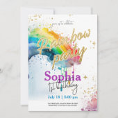 Rainbow Aquarel Gouden Verjaardag Uitnodiging (Voorkant)