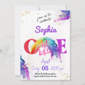 Rainbow Aquarel Gouden Verjaardag Uitnodiging (Voorkant)
