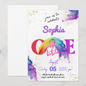 Rainbow Aquarel Gouden Verjaardag Uitnodiging (Voorkant / Achterkant)