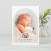 Rainbow Arch Foto geboorteaankondiging Kaart (Staand voorkant)