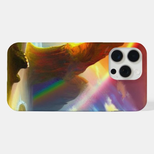 Rainbow Arch Haven: een fantasielandschap iPhone Hoesje (Achterkant horizontaal)