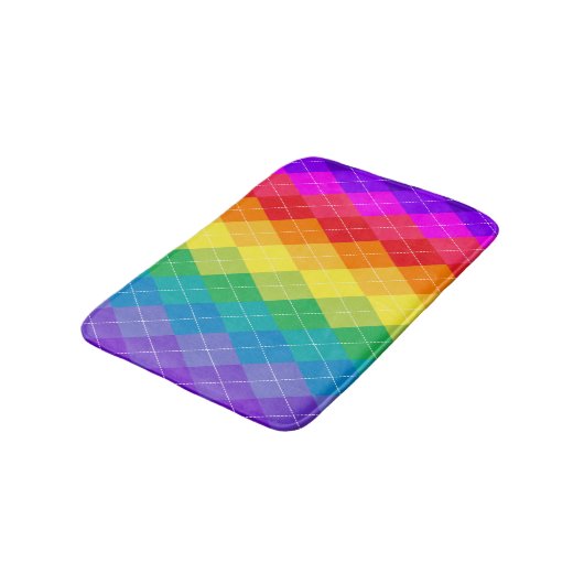 Rainbow Argyle Pattern Badmat (Gekanteld)