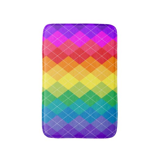 Rainbow Argyle Pattern Badmat (Voorkant Verticaal)