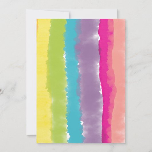 Rainbow Art Birthday Party Invitation Kaart (Achterkant)