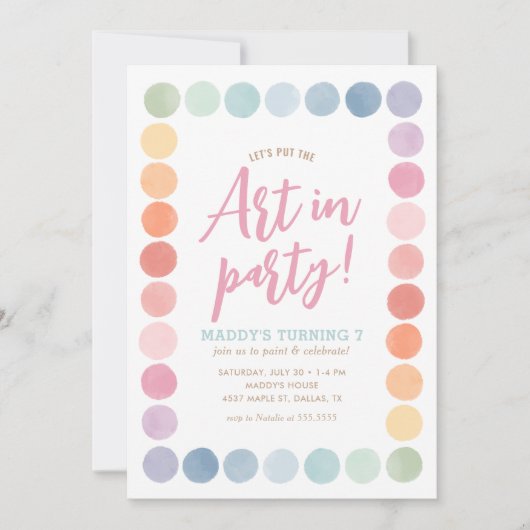 Rainbow Art Birthday Party Kaart (Voorkant)