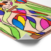 Rainbow Art Deco Cat Mini Modern Art Poster (Hoek)