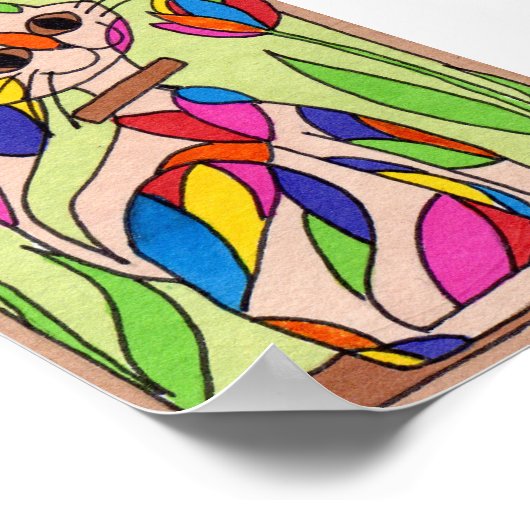 Rainbow Art Deco Cat Mini Modern Art Poster (Hoek)