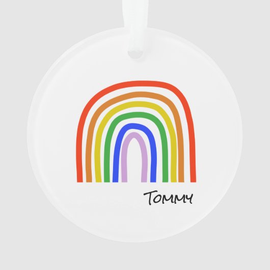 Rainbow Art Kinder NAAM Kleurrijk Modern Fun Ornament (achterkant)