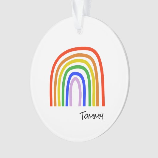 Rainbow Art Kinder NAAM Kleurrijk Modern Fun Ornament (voorkant)