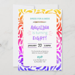 Rainbow Art Paint Birthday Party Girl Kaart