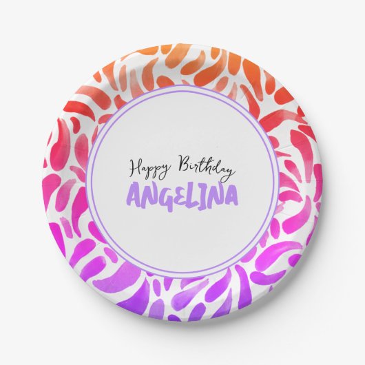 Rainbow Art Paint Party Girl Birthday Papieren Bordje (Voorkant)