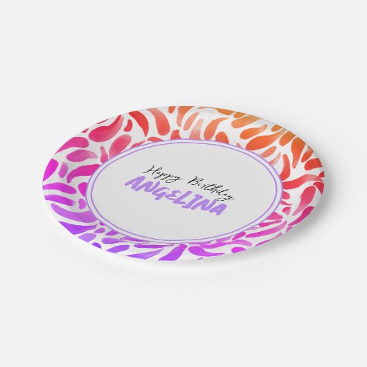 Rainbow Art Paint Party Girl Birthday Papieren Bordje (Gekanteld)