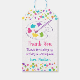 Rainbow Art Party Birthday Bedankt Cadeaulabel