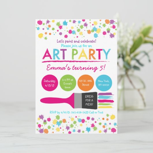 Rainbow Art Party Birthday Kaart (Staand voorkant)